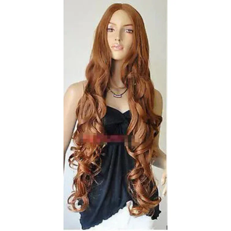 Long Brown Spiral Wavy Cosplay Party Hair Wig women wig