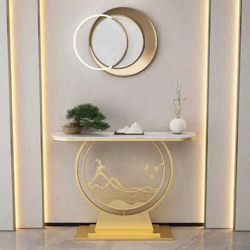 

Металлический угловой столик для прихожей, винтажный гламурный уникальный консольный столик для прихожей, современная роскошная мебель для гостиной Konsolentisch