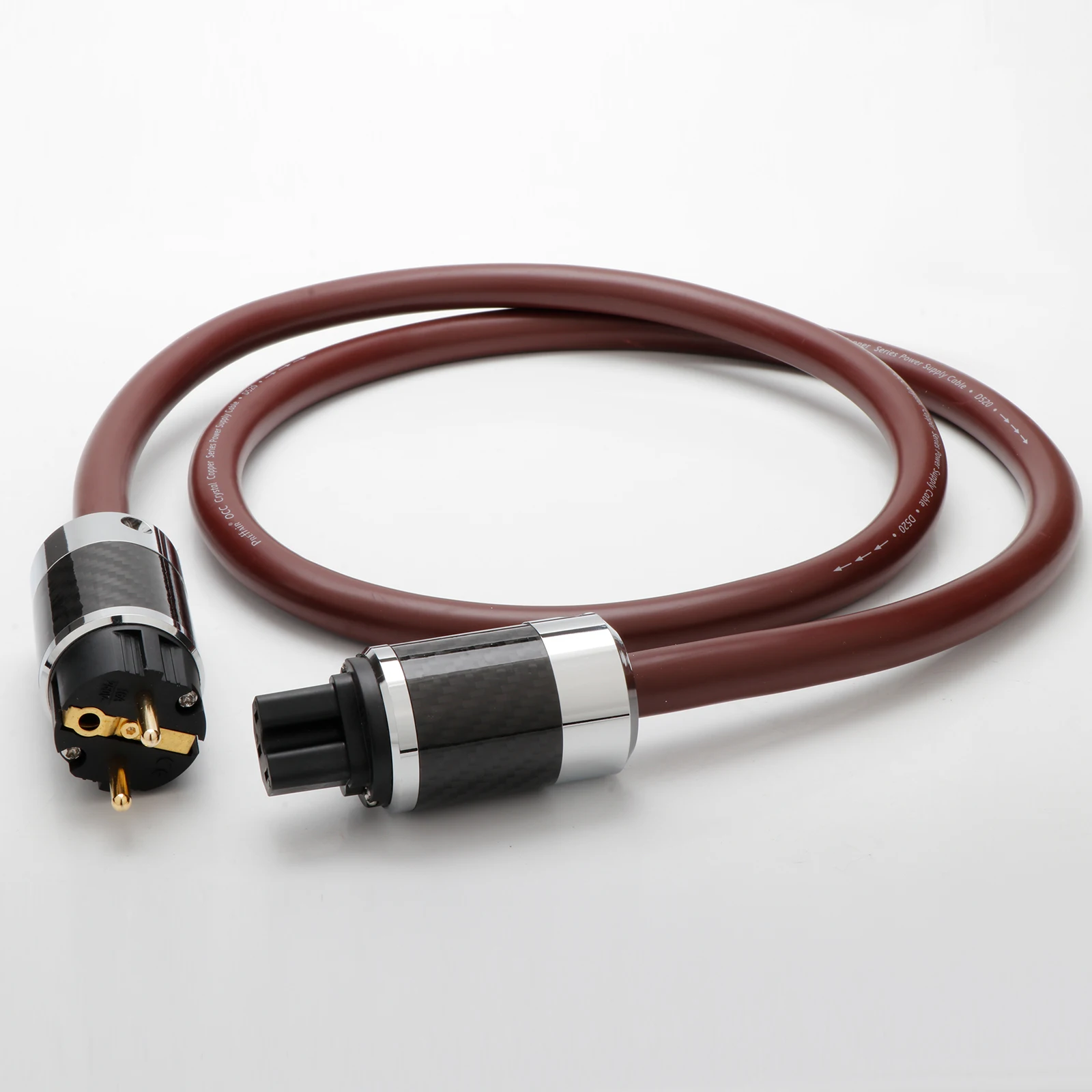 Kabel Daya Hifi Audiophile kabel daya AC dengan serat karbon EU/ US Plug + IEC320 C15 konektor Hi-End Amplifier kabel daya 4.9FT