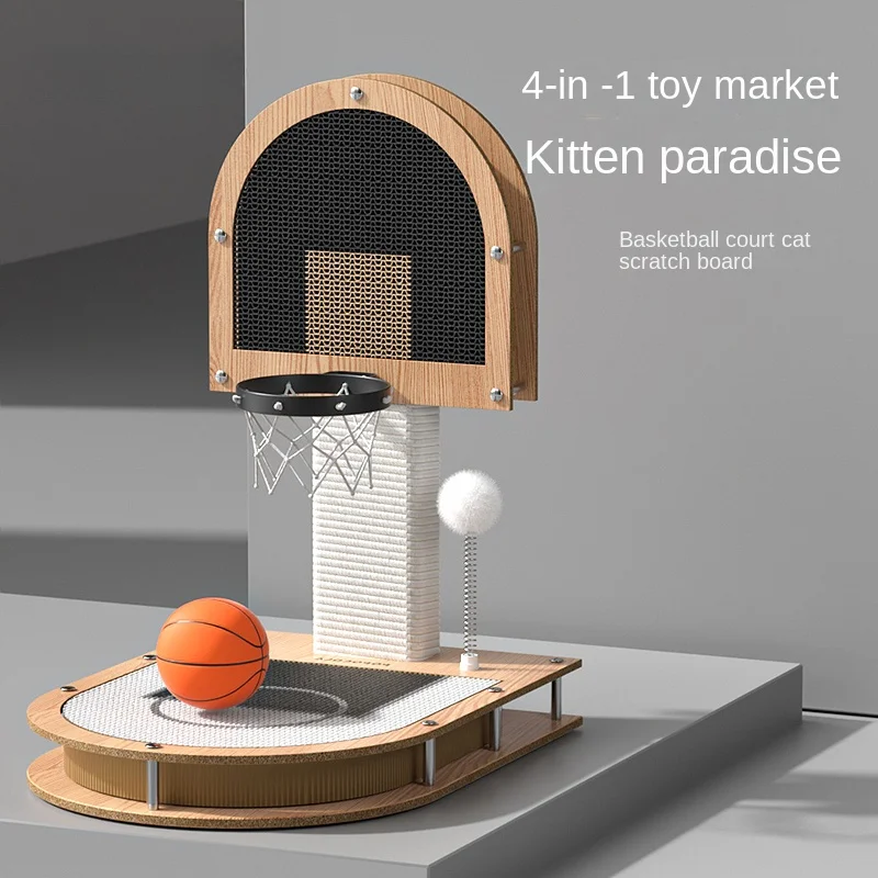 

POPO basketball court cat scratch board vertical toy teasing cat sisal kitten creative L-shaped kitten claw board