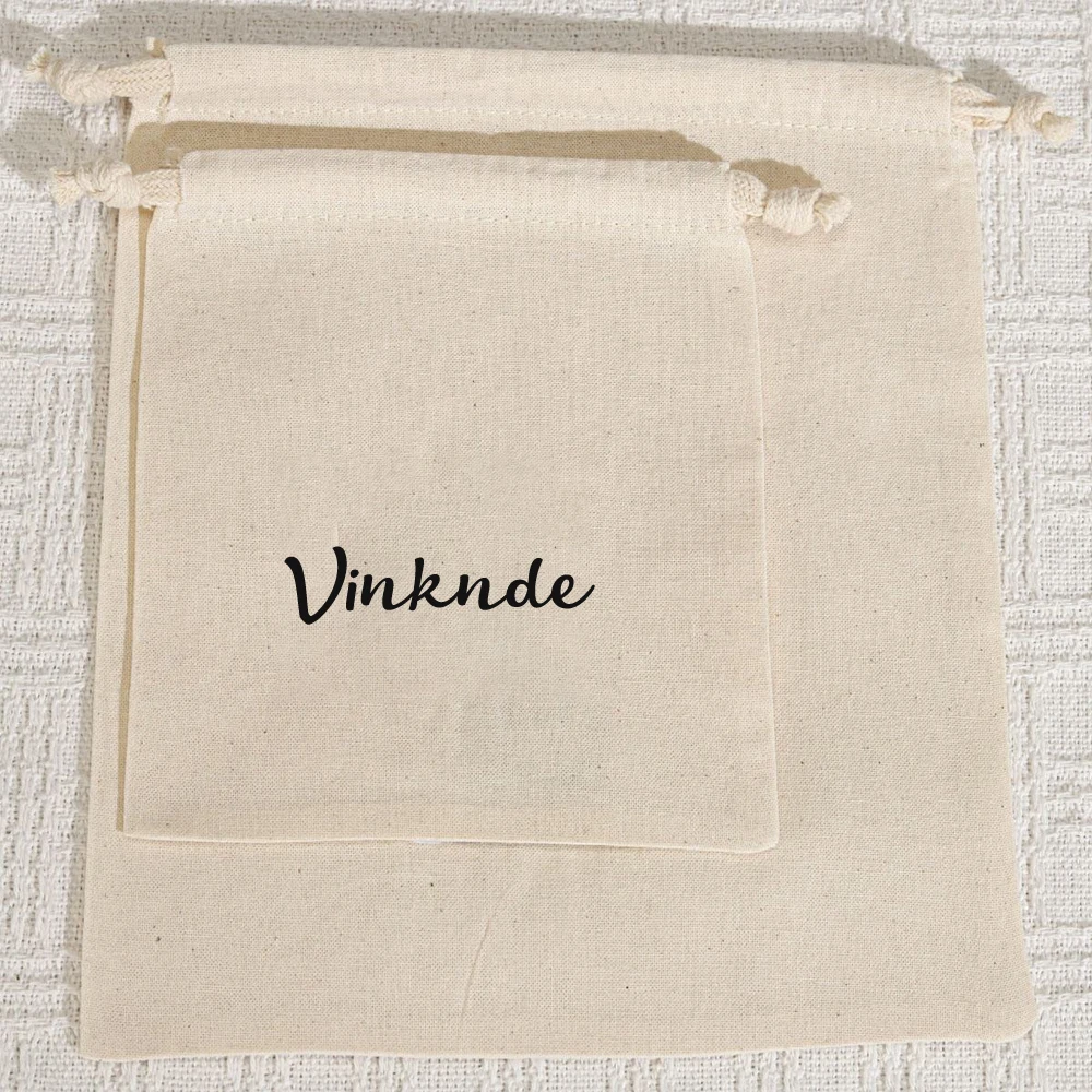 50 قطعة قماش البيج القطن الرباط أكياس الأحذية 20x25 سنتيمتر هدية الشريط الحقيبة شعار مخصص الغبار الشاش أكياس الكتان يغطي لحقائب اليد #4