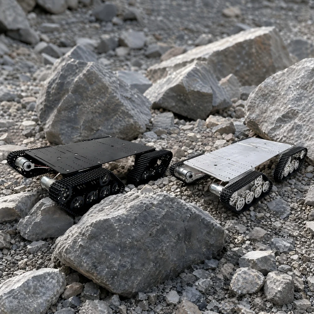 

Four-wheel Drive Metal Chassis Plastic Tracked Intelligent Car, Supports ROS Development and Driverless Model Building