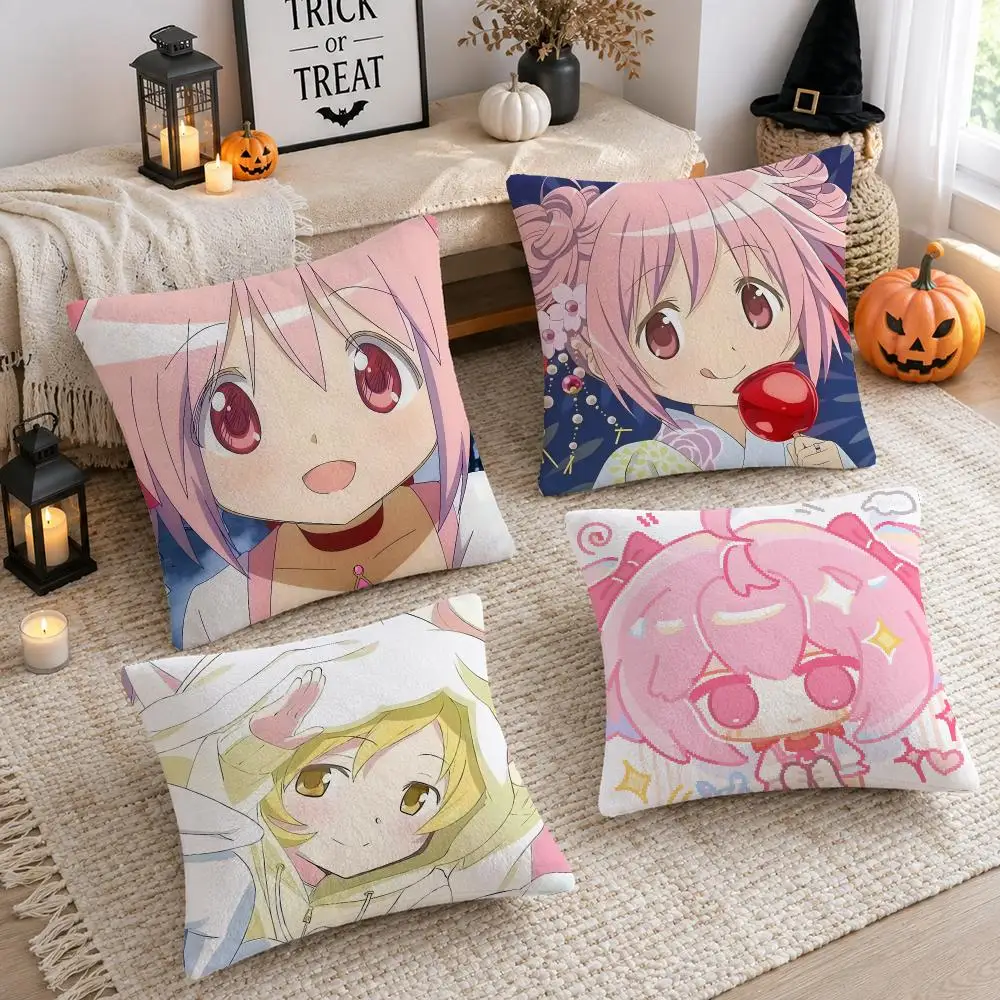 Anime P-Puella Magi Madoka Magica Cushion Cover Soft Plush Cushion Case Throw Pillowcase Cozy Home Sofa Bed Living Room Decor