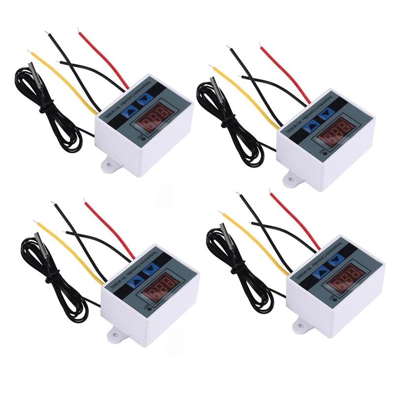 AB15-4Pcs 220V Ac Digital Led Temperature Controller Xh-W3001 For Incubator Cooling Heating Switch Thermostat Ntc Sensor