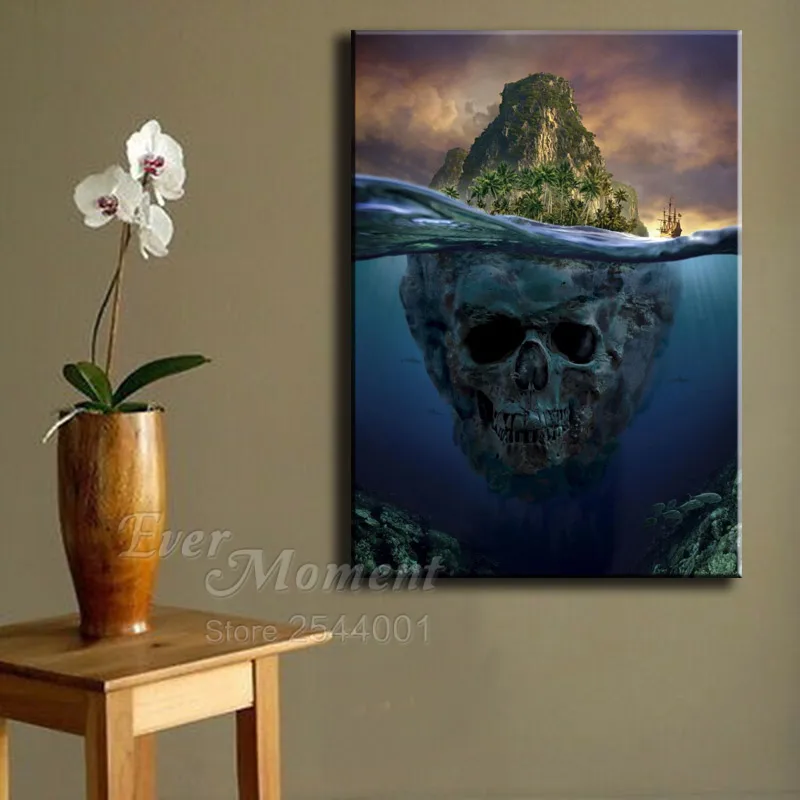 Ever Moment Diamond Painting 5D DIY Mountain Skull Under Sea Decor Picture Of Rhinestone Diamond Embroidery Mosaic ASF1618