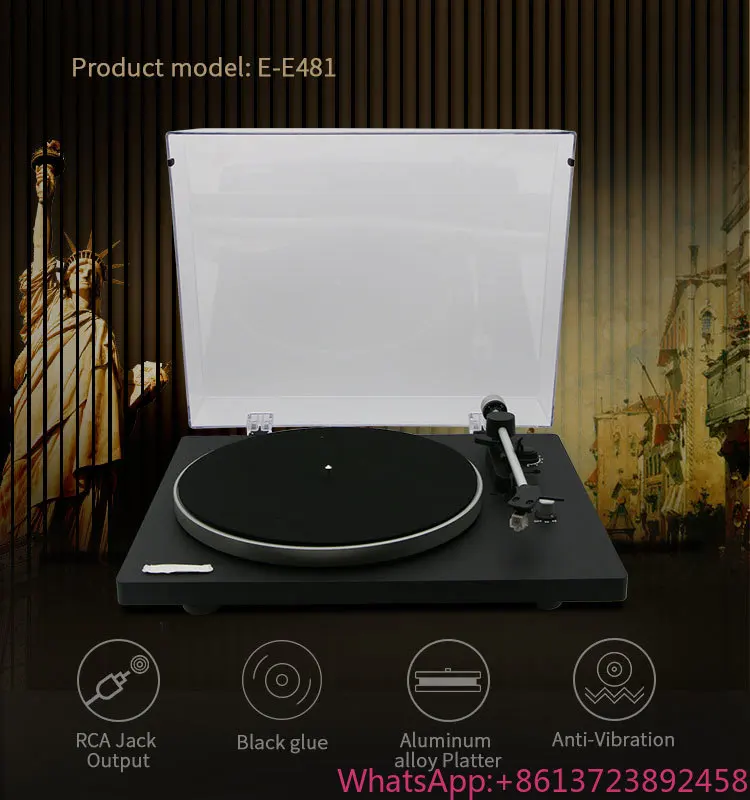 

High Quality multifunctional wooden desktop Modern hifi Retro 3 speed and RCA Line-out Phonograph dj turntable player