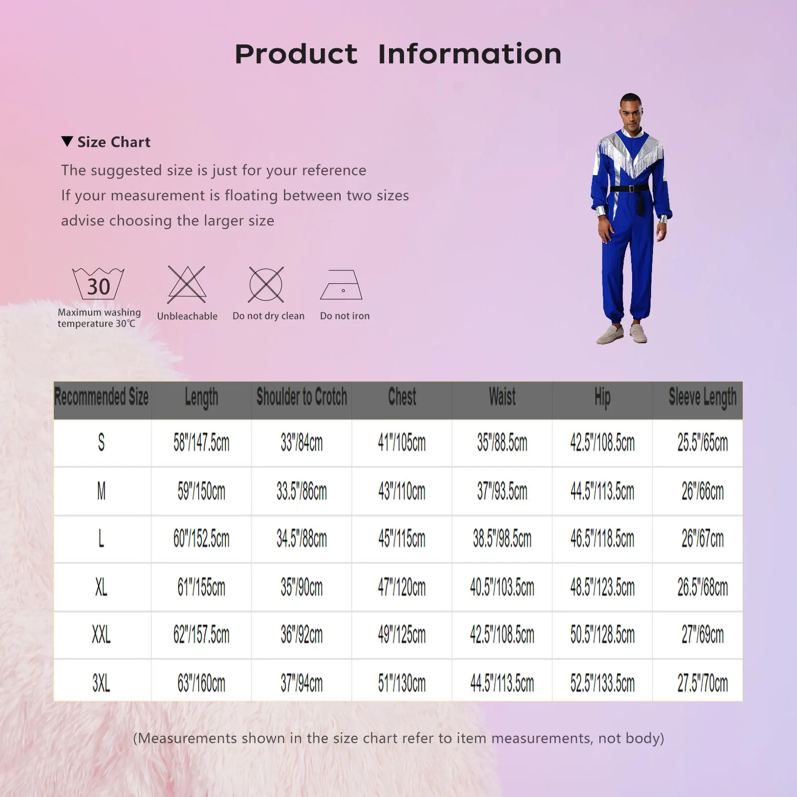 

Adult Space Man Overall Outfits Men Halloween Astronaut Cosplay Costume Long Sleeve Zipper Metallic Patchwork Tassel Jumpsuit
