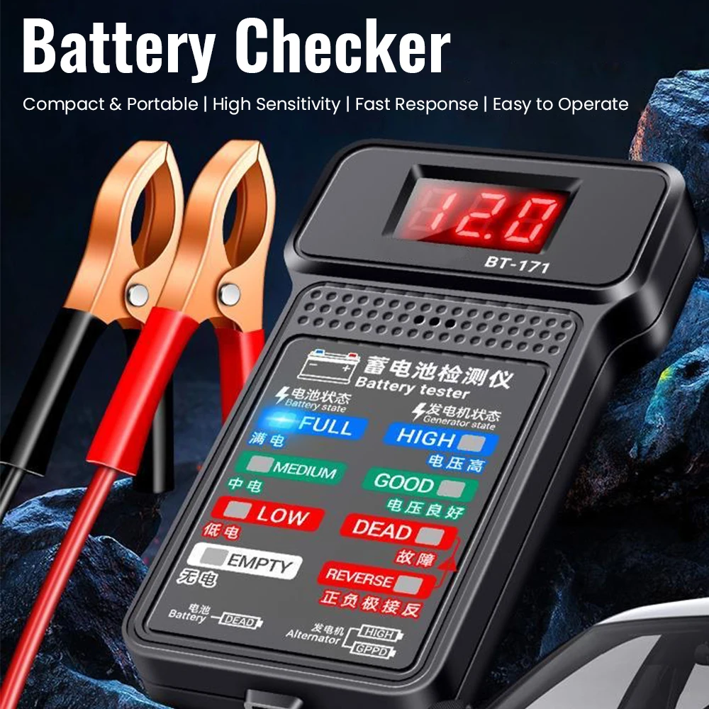 Car Battery Detector Battery Tester Multi-function Detector 12V Battery Start Test