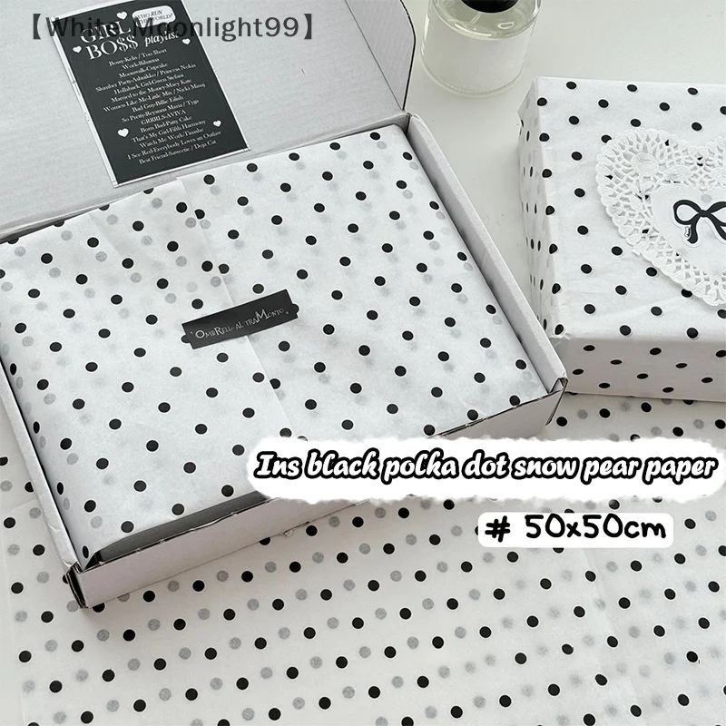 10 Sheets Black Polka Dot Sydney Paper Hand-Kneaded Paper Bouquet Flower Wrapping Paper Flower Wrapping Paper Cake Baking Gift