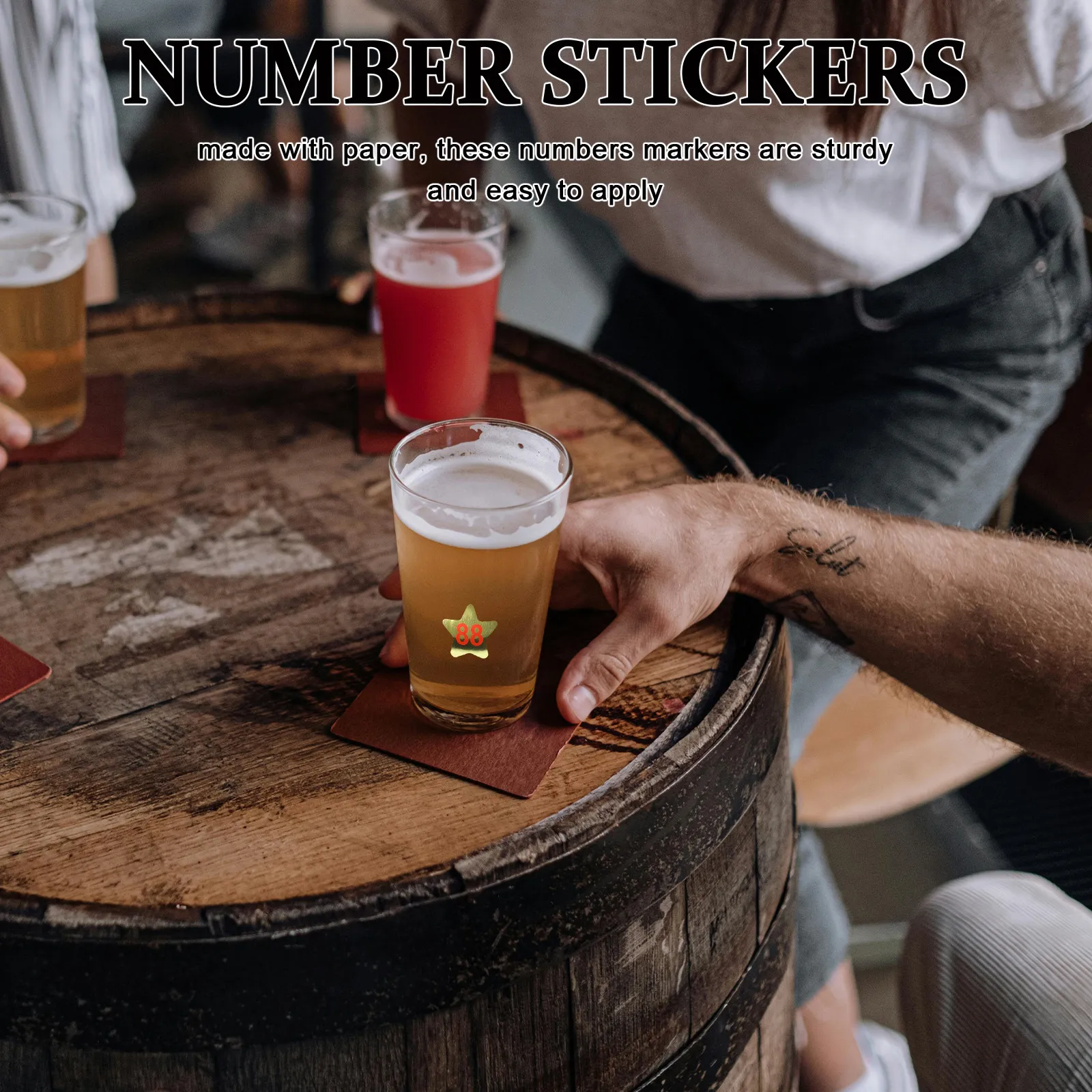 

99Pcs Wine Glass Markers Star Shape Number Stickers Drink Identifiers Party Bar Wine Tasting Glass Tags Decorative Drink Markers
