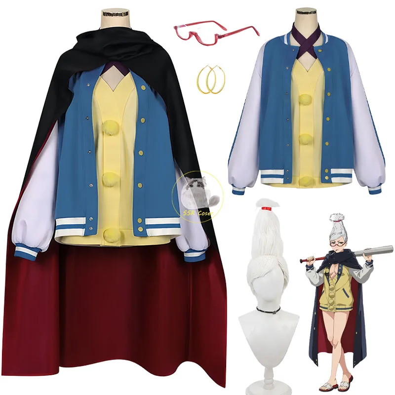 Disfraces de Cosplay de Anime Seiko Ayase, Peluca DAN DA DAN, Uniforme de Seiko Ayase, Capa, Gafas Rojas, Pendientes, Disfraz de Halloween para Mujer