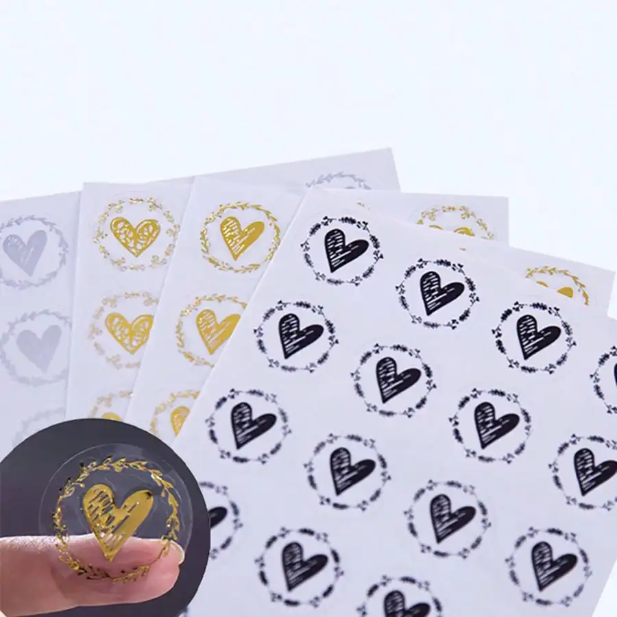 120pcs Envelopes Seal Stickers Cute Heart Transparent Wedding Invitation Valentine\'s Day Craft Greeting Cards Package Birthday