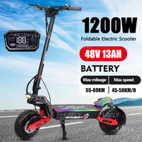 2025 hot sale Arwibon GT06 Electric Scooter 1200W Motor 48V13AH Battery 11 inch off-road tires 45-50km/h Max speed 150kg load