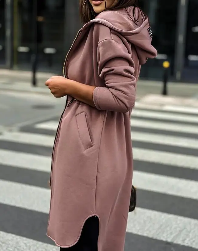 Sweat-shirt à capuche à manches longues pour femmes, haut décontracté, coupe-vent, conception de poche zippée, Wstring de proximité, dernier manteau, printemps, été, 2024