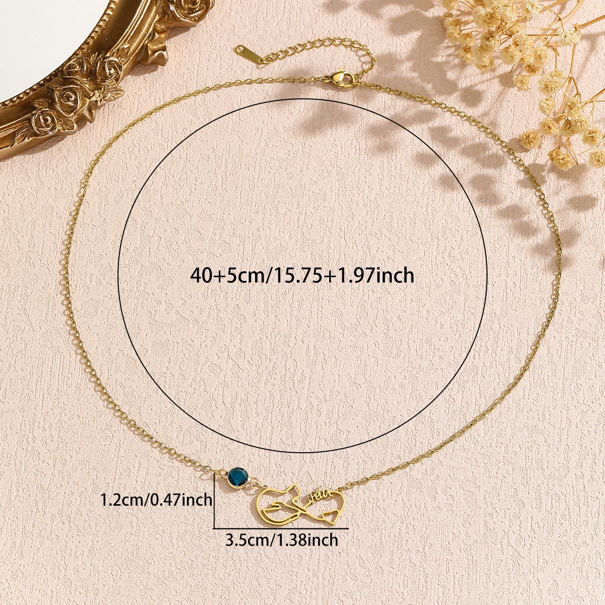 الفولاذ المقاوم للصدأ الإنجليزية اسم الرسالة قلادة الجوف القط القلب الترقوة سلسلة قلادة #4