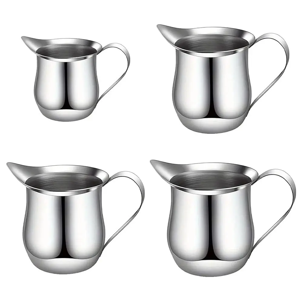 New Stainless Steel Coffee Milk Frother Cup With Pouring Spout Silver Milk Frothing Pitcher Espresso Creamer Pitchers