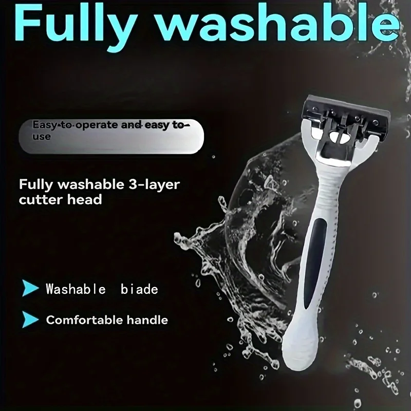 3-Layer Razor Head Manual Shaver, Blade Razor Safety Shaving Beard Moustache Manual Shaver Set
