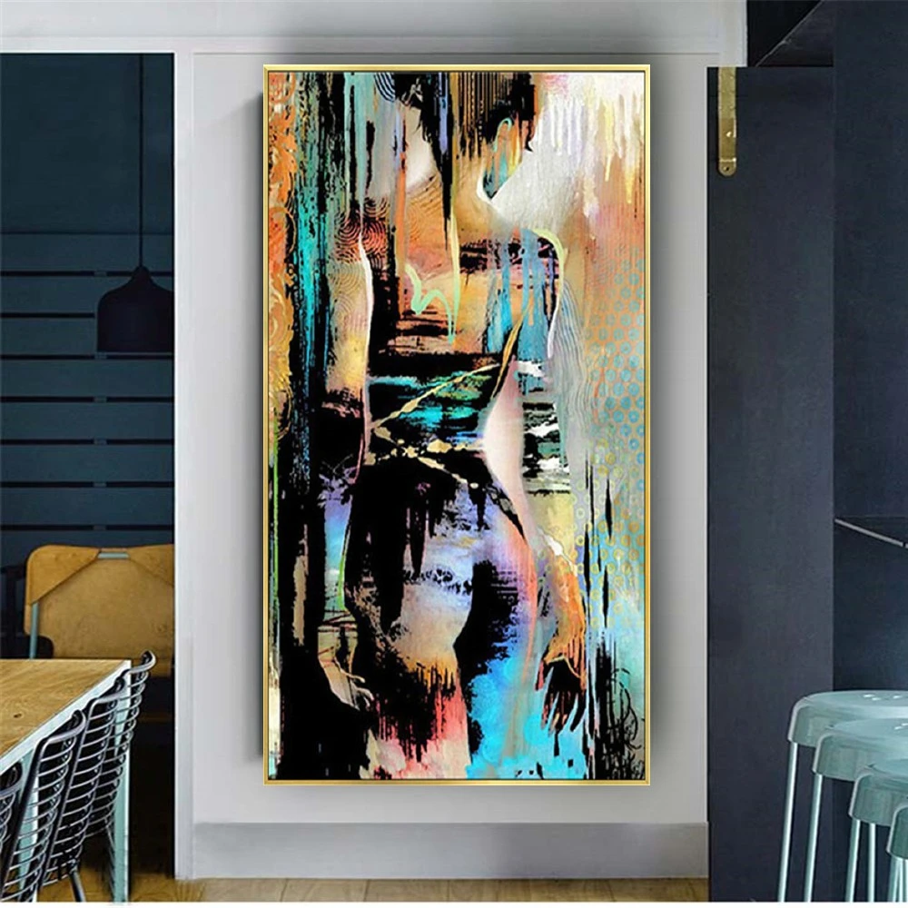 

100% Handmade Modern Pop Nude Painting Colorful Naked Woman Oil Paintings On Canvas Back Of Girl Fashion Home Decor Wall Picture