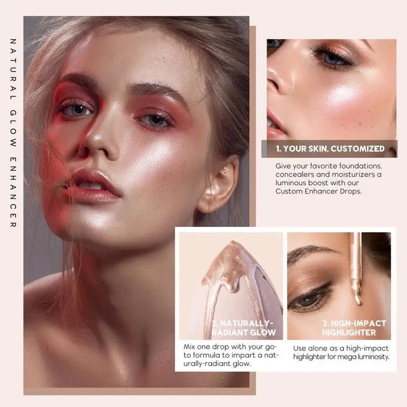 Gocce illuminanti per il viso contorno liquido a lunga durata Shimmer Skin Tone Glow Drops Highlight Luminizer per le braccia del petto del corpo