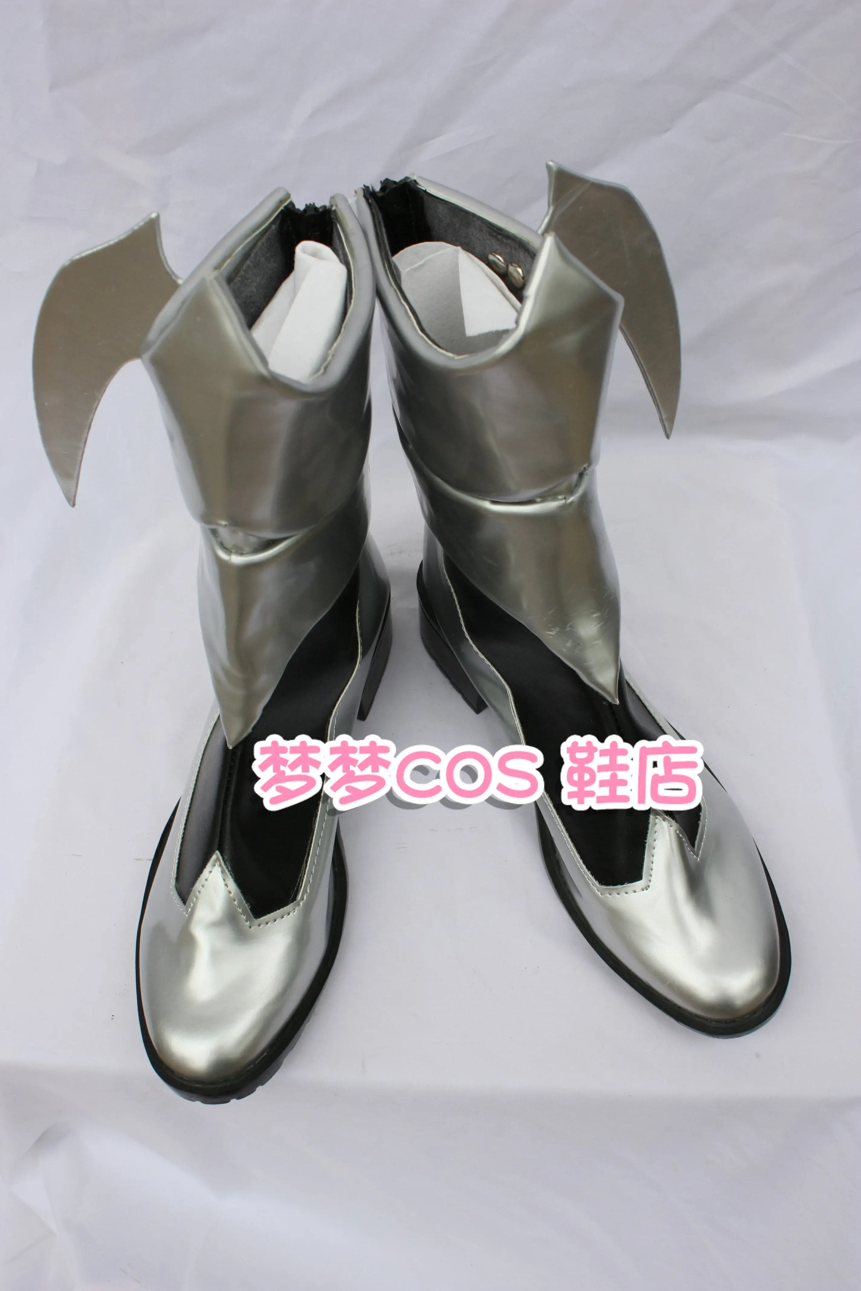 Anime Kingdom Hearts: Birth by Sleep Aqua Cosplay Shoes Silvery Short PU Leather Flat Sole Boots For Halloween Carnival