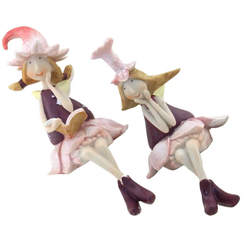 

1Pair Fairy Statues Synthetic Resin Decorative Car Interior Home Office Desk Accessories Aesthetic Fairy Decor Gifts for Girls