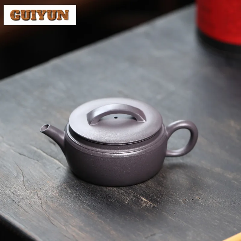 200ml Creative Yixing Purple Clay Teapots Handmade Large Caliber Pot Raw Ore Azure Mud Kettle With Infuser Zisha Teaset Supplies