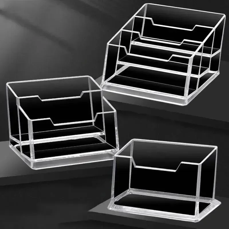 1PC 3-Tier Clear Acrylic Business Card Holder Stand Clear Desktop Index Card Filing Card Holder Diaplay Office Supplies