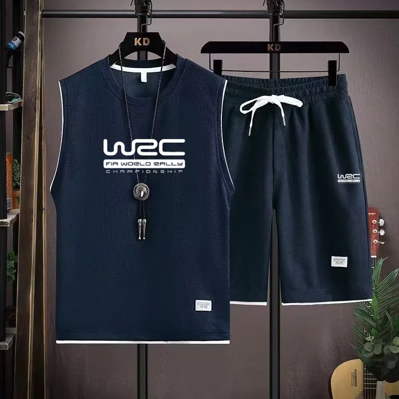 Marke neue World Rally Championship WRC Waffel Sommer Sets Casual T-Shirt + Shorts Set Männlichen Sport Anzug Einfarbig Trainingsanzug lose