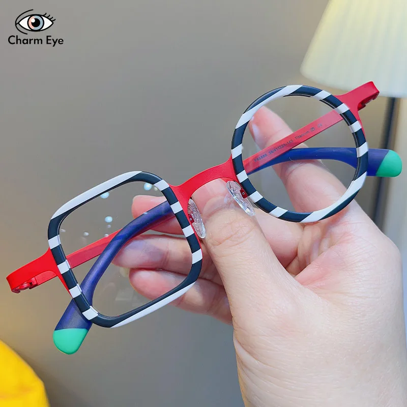 Ultra Light Square Shaped Glasses Frame for Women Fashion Retro Color Blocked Myopia Anti Blue Light Color Changing Eyeglass Men