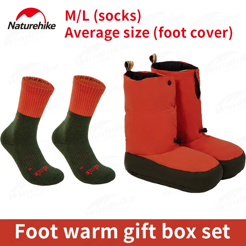 Naturehike Winter Wool Socks & Shoe Cover Set Ultralight Goose Down 750Fp Soft Breathable Thickening Warm Outdoor Camping Sports