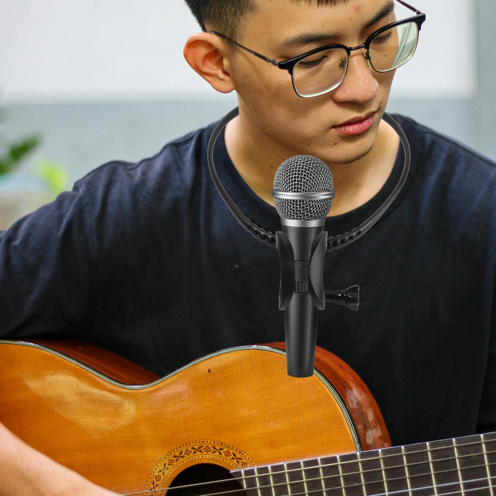 

Neck Hanging Microphone Holder Adjustable Handsfree Mic Stand Stable for Singing Hosting Outdoor Live Streaming Performance