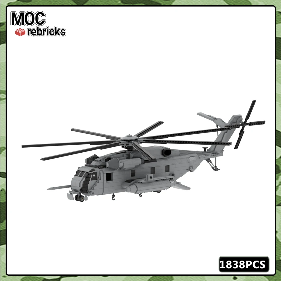 MOC Militaire Serie DIY Bouwsteenmodel Modern BM-CH-53 MiniAircraft Onderdelen Set Kindercadeau Educatief speelgoed