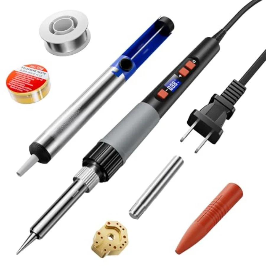 

Soldering Iron Kit 90W for Electronics Digital Adjustable Temperature Soldering Iron 356-932°F 180-500°C with ON/OFF Switch Sol