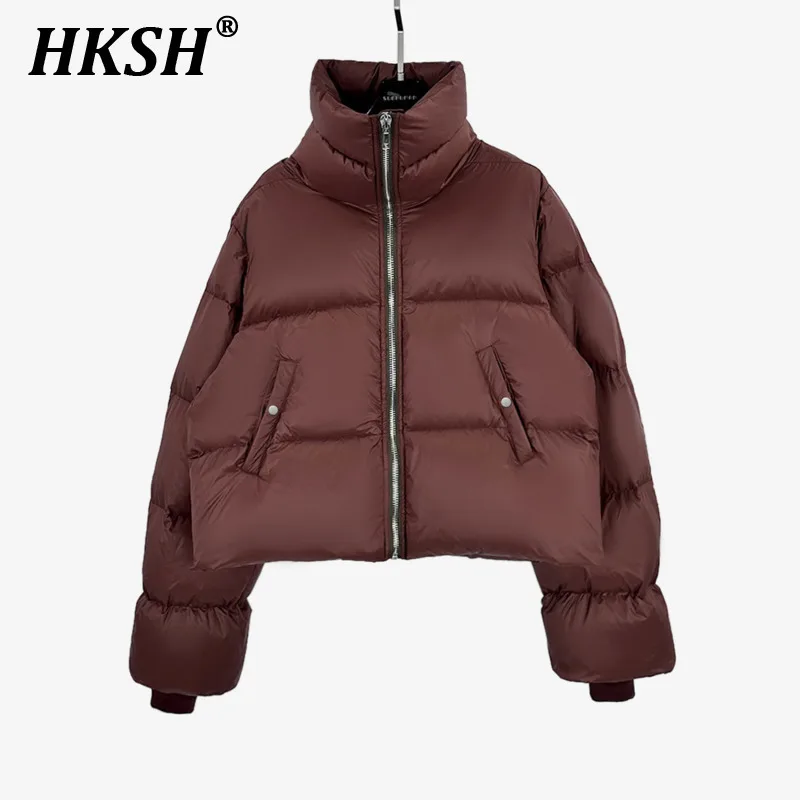 

HKSH Autumn Winter New Women's Tide Dark White Duck Down Zipper Stand Collar Thick Breadcoat Fashion Chic RO Padded Coats H2796