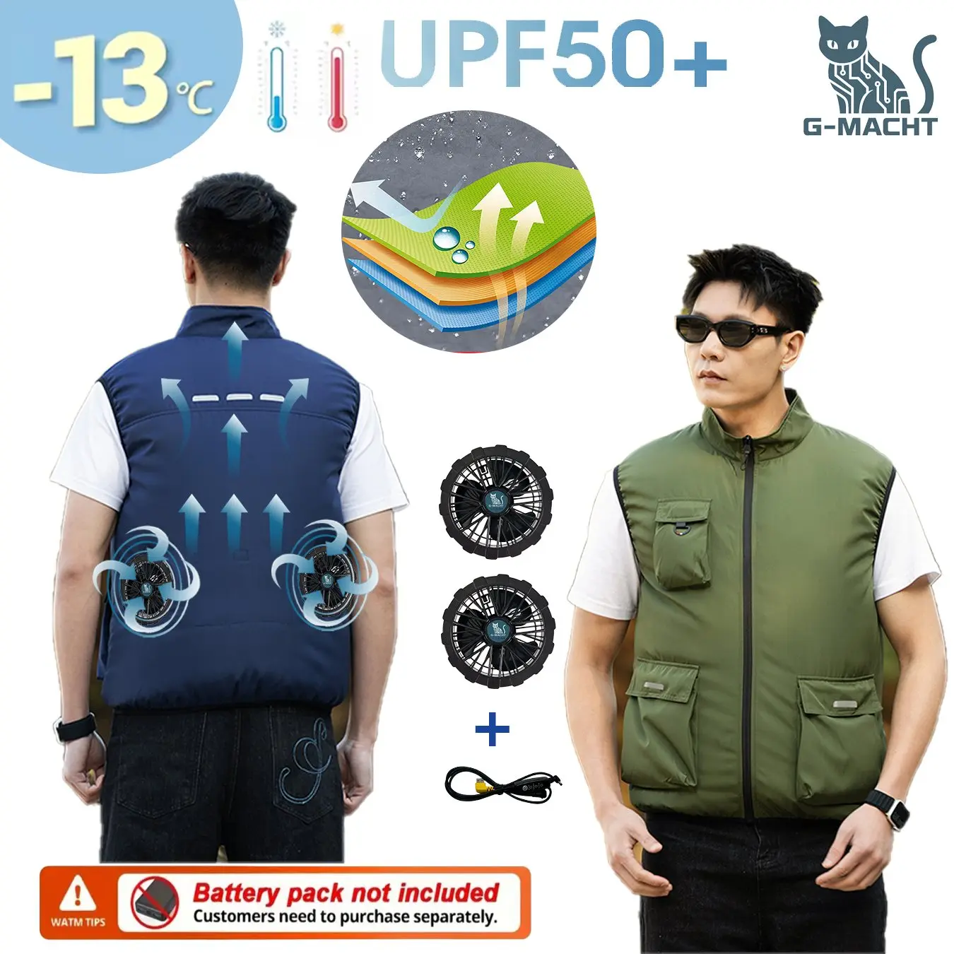 2026 New Cooling Vest Air Conditioner Clothes 3 Gears Wearable Cooling Fan Vest Breathable Sleeveless Workwear For Summer Outdoo