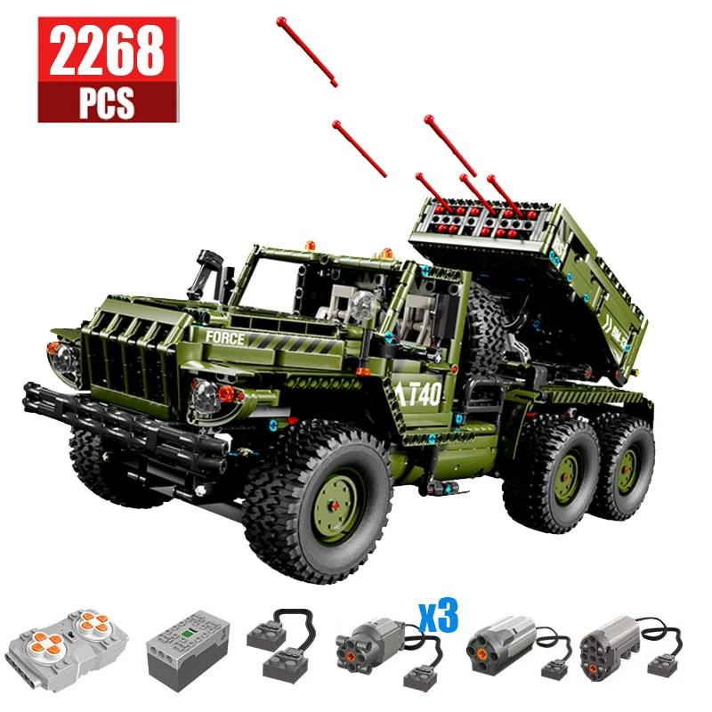 

Technical Car Katyusha Rocket Launcher T4011 APP Remote Control Moter Power Bricks Building Blocks Military Toys Kids Sets Gift