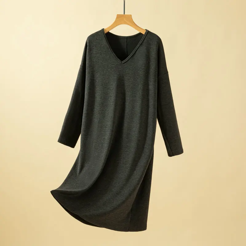 Autumn Winter Sleepwear Night Dress New Casual 3/4 Sleeve Women's Pajamas Dress Loose De Velvet Knit Warm Women's Nightgown