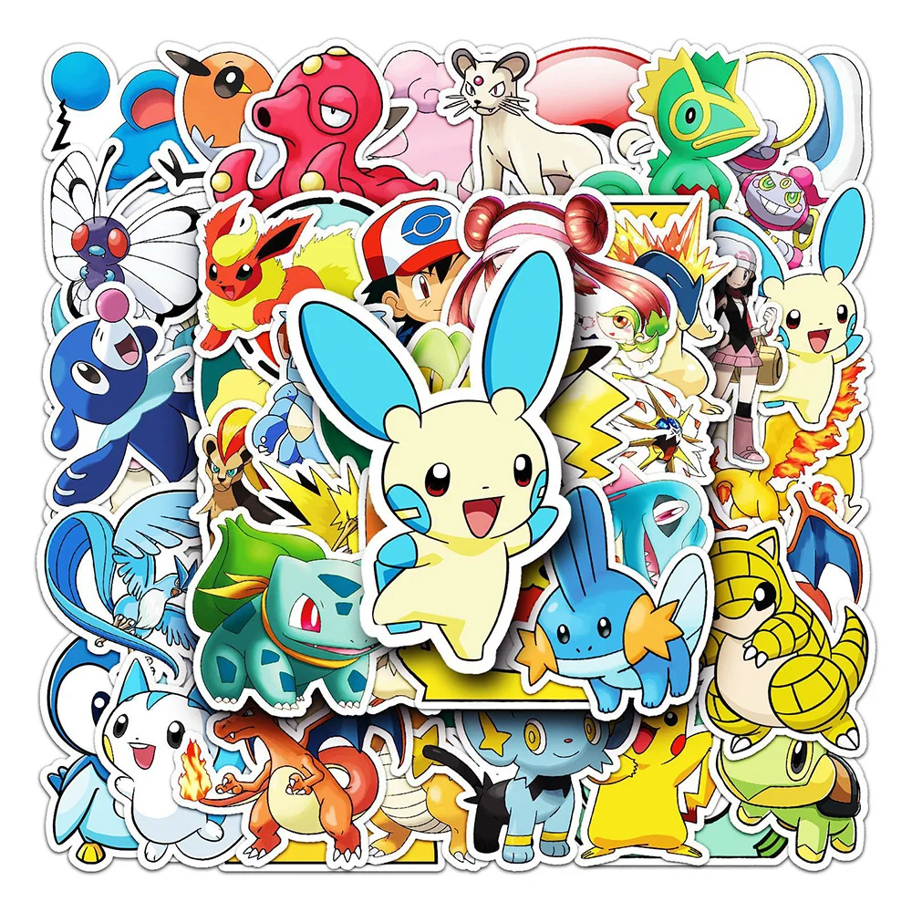 

10/30/50pcs Kawaii Pokemon Stickers Anime Pikachu Decals DIY Water Bottle Motorcycle Bike Cartoon Graffiti Stickers Kid Gift Toy