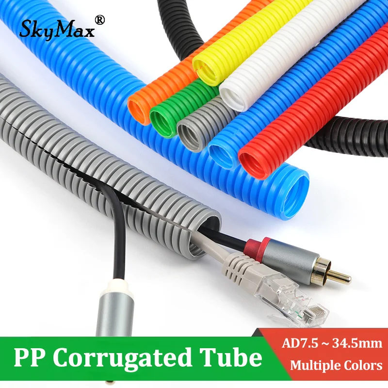 Multiple-colors Corrugated Tube Car Wire Harness PP Insulation Sleeving Flexible Protective Pipe for Auto Electrical Line Wiring