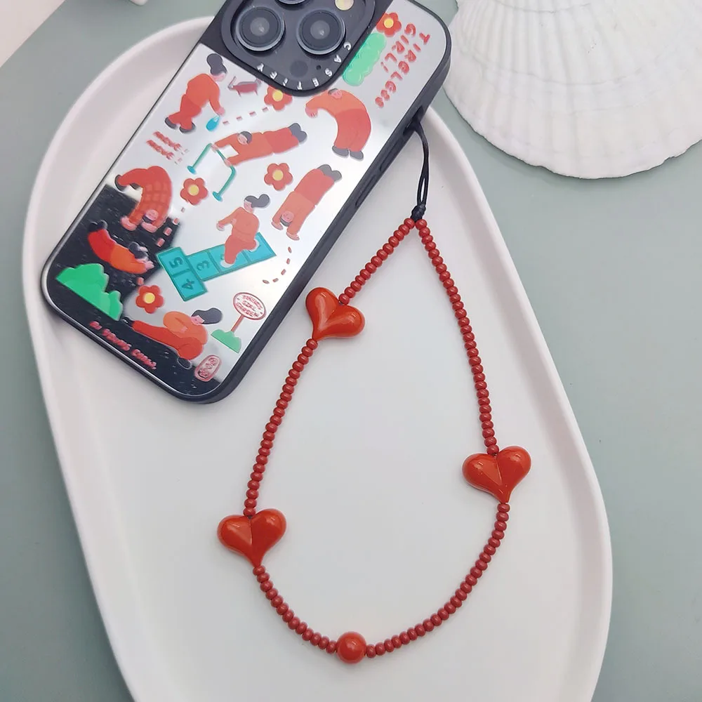 HERLOOK Red Heart Phone Charm Strap for Mobile Trendy Valentine Gift 2024 Cell Phone Y2K Accessories