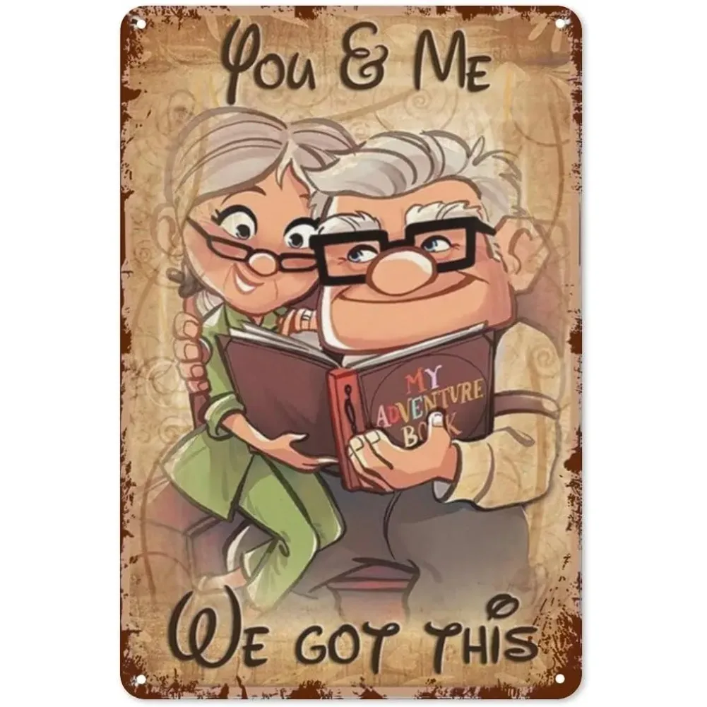 1 Stück Retro „You and Me We Got This“ Carl & Ellie Metallschild – Up Movie Wall Art, Dekor für Vintage-Heimdekoration