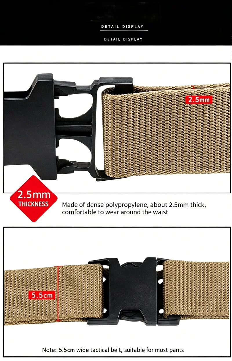 Taktischer Armeegürtel aus Stoff, Canvas, lässig, modisch, luxuriös, Designer-Jeansgürtel für Herren, Militär-Sportgürtel mit verstellbarem Gürtel – Detail 5