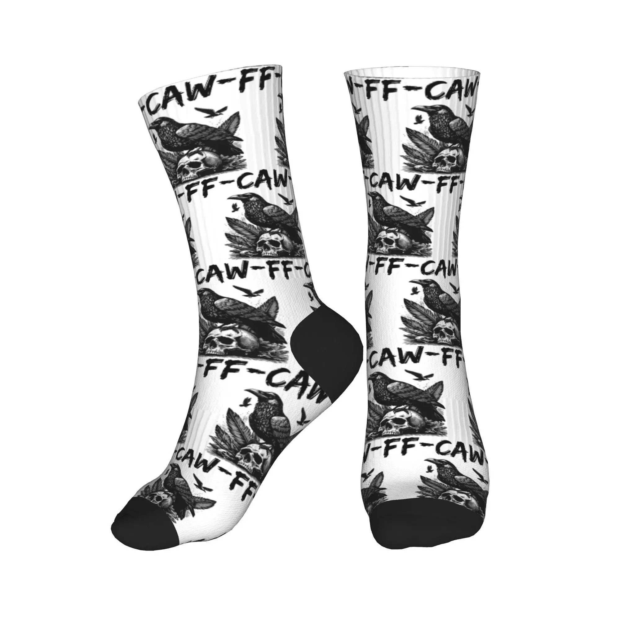 F-Caw-F - جوارب مضحكة للغراب، جوارب جرافيك غير قابلة للانزلاق للبالغين، جوارب شتوية أنيقة قابلة للتنفس، جوارب ركوب الدراجات