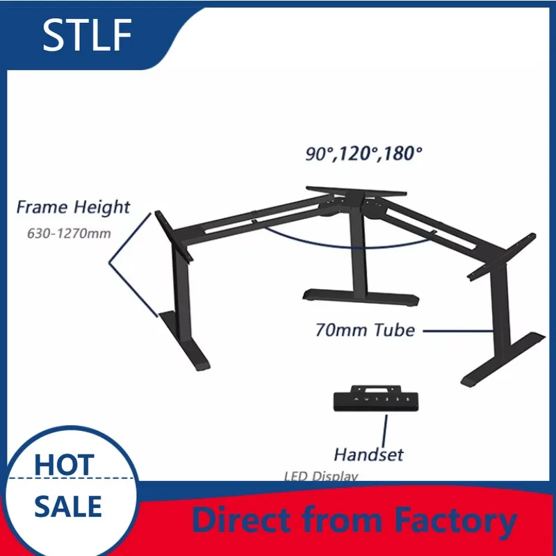 

STLF 3 Legs Home Office Luxury L Shape Multipurpose Adjustable Sit Stand Executive Office Standing Metal Desk