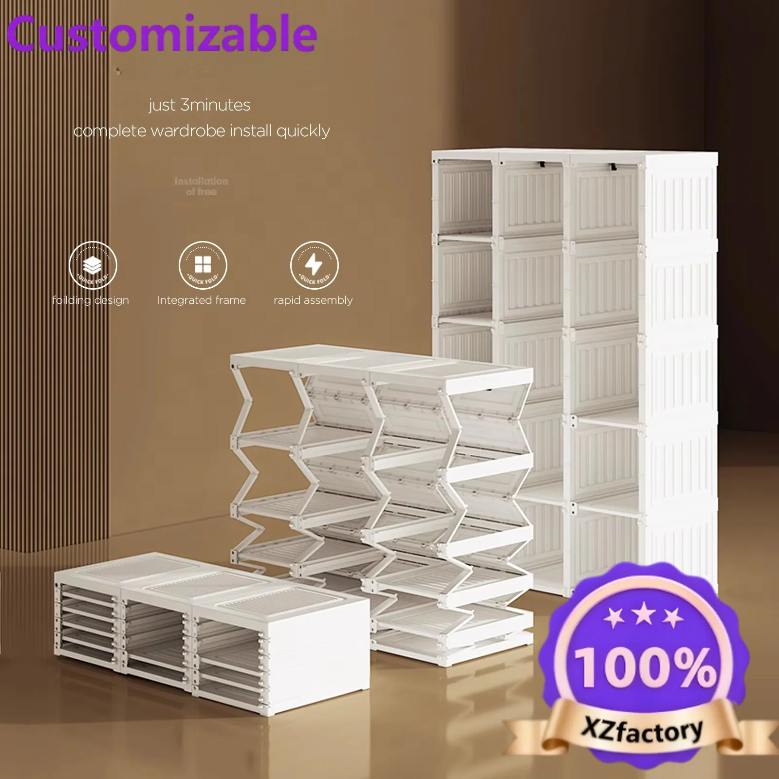 Factory Direct 2026 Armadio visibile ANTBOX Mobili per camera da letto Porta magnetica Armadio in plastica