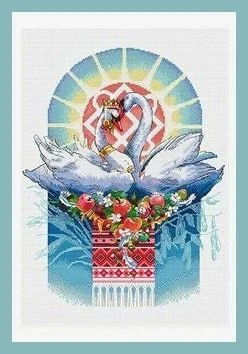 DIY Needle Work Swan's Wedding 39-48 Cross Stitch Set Counted Cross Stitch Kit  28ct 14ct 32ct Metallic aida