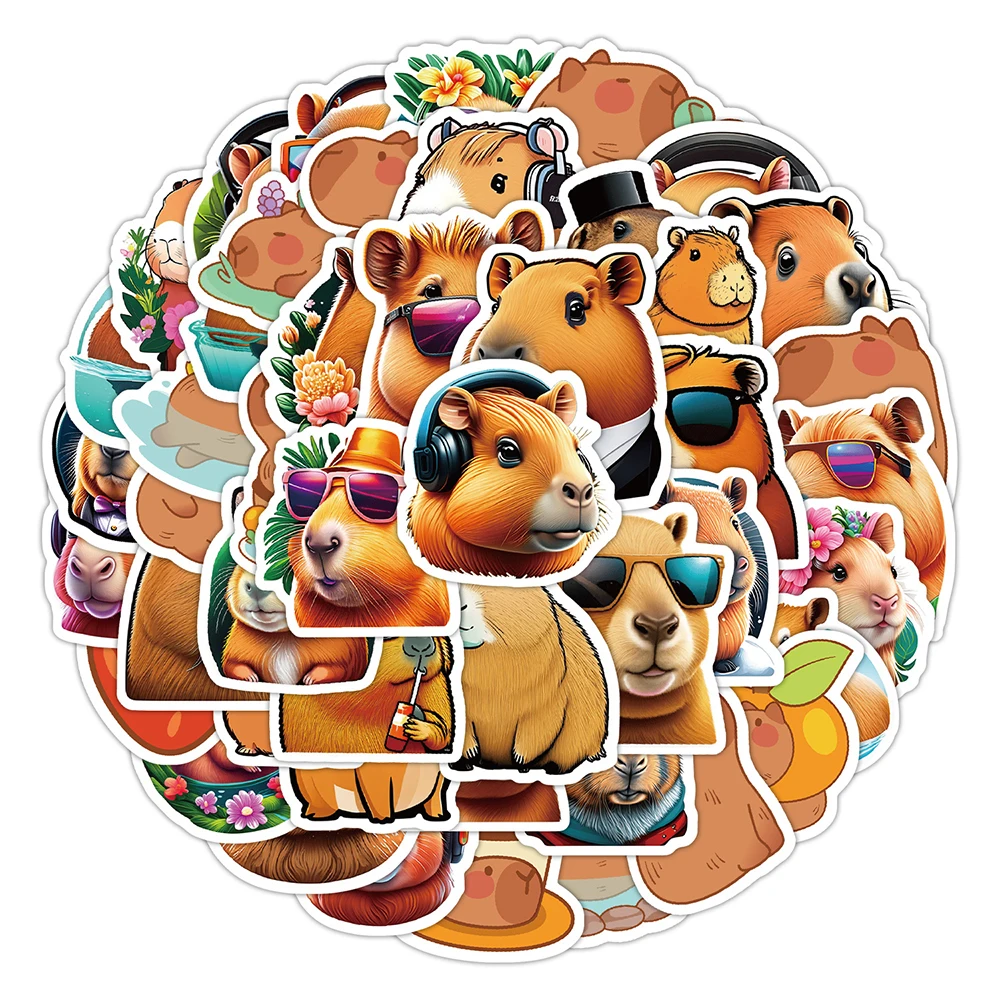 

10/30/50pcs Funny Capybara Cartoon Stickers Kawaii Animal Vinyl Graffiti Decals DIY Water Bottle Stationery Sticker Gift for Kid