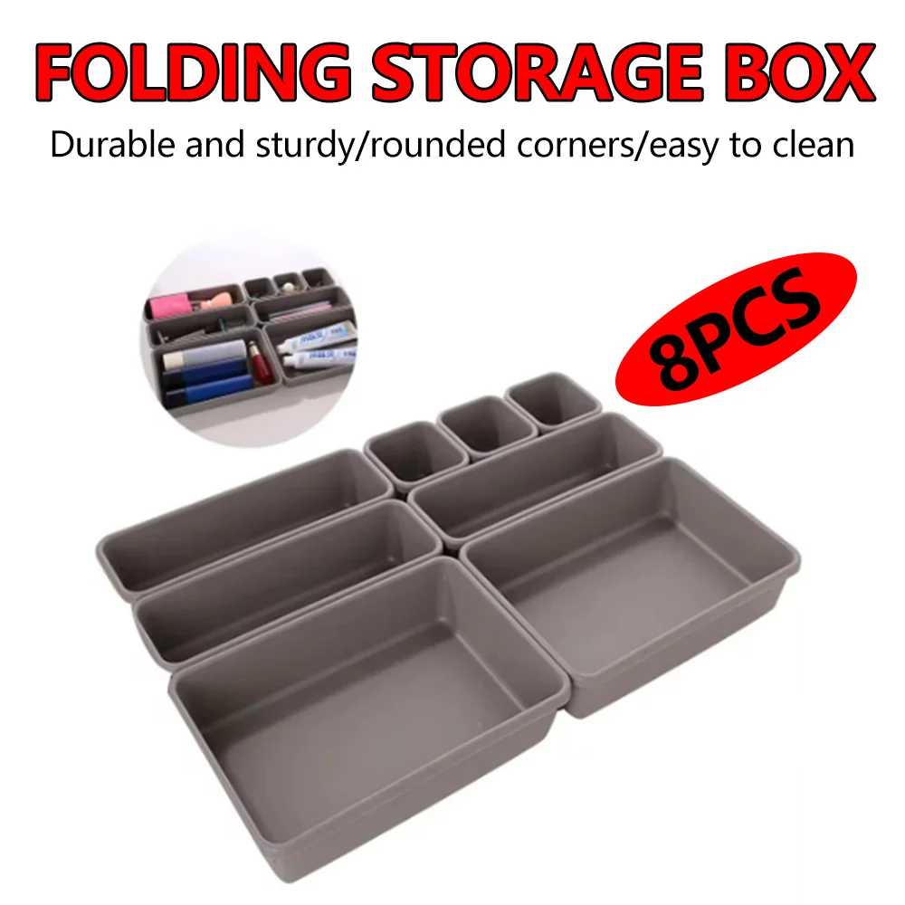 8pcs/set Closet Drawer Organizer Storage Box Make Up Cosmetics Sundries Divider Trays Holder Kitchen Bathroom Jewellery Holder