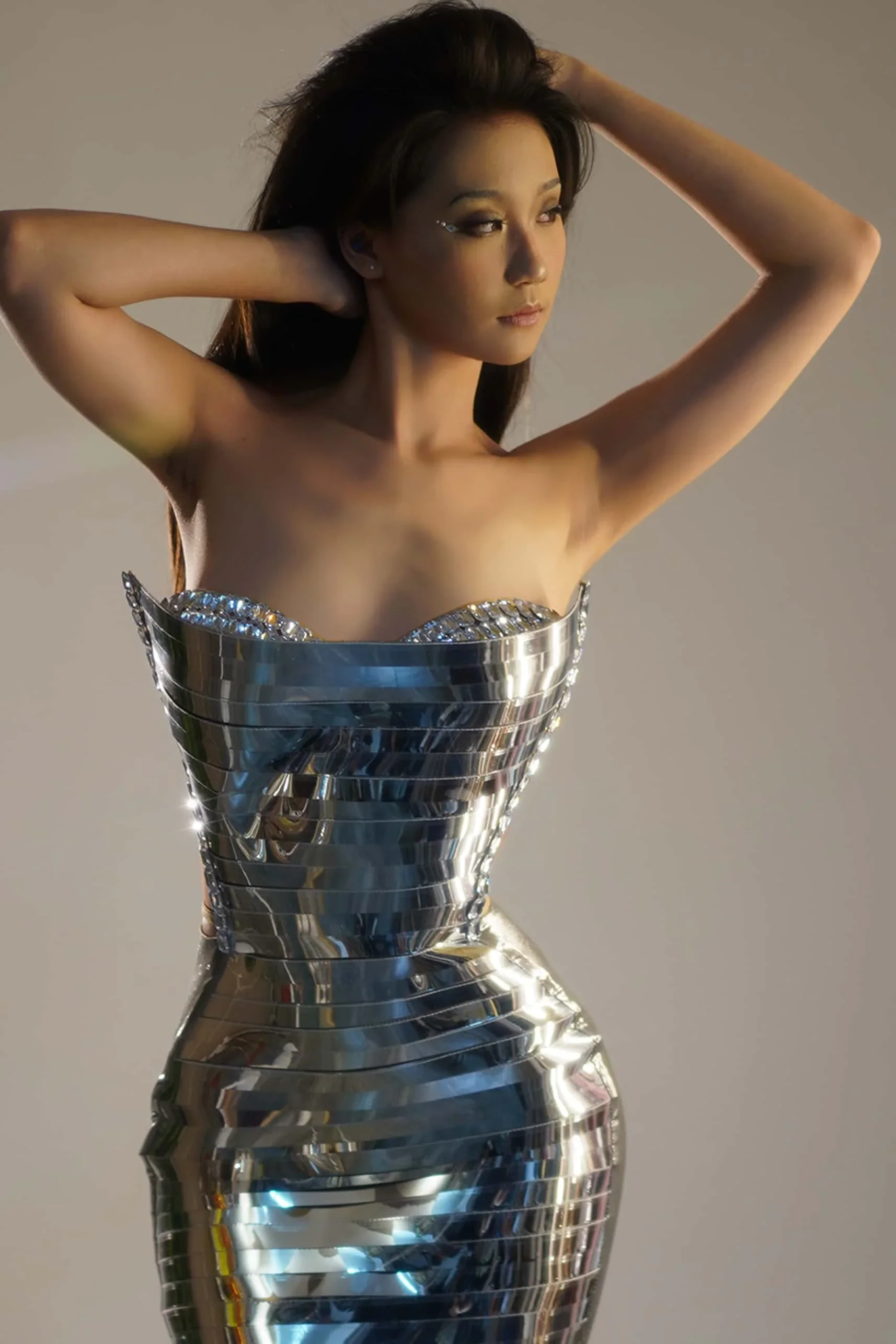 Luxury party outfit Silver Sequins Long Tube Dress Evening Prom Birthday Celebrate Dress Women Photo Shoot Wear Stage Costume