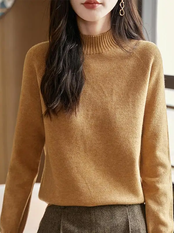 

Thiened Sl f-высокий воротник женский вязаный шерстяной свитер свободный теплый осенне-зимний новый шерстяной трикотаж Sle Camere